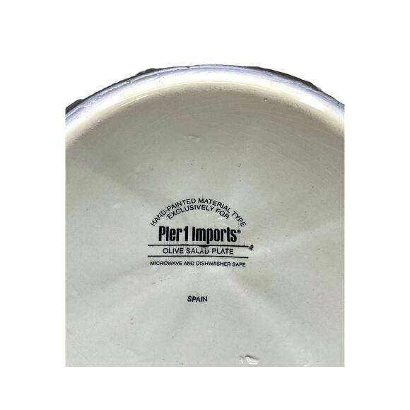 Pier 1 Imports OLIVE PLATE 9" Salad Appetizer Plate Ceramic Eathenware Spain 3D - Picture 3 of 5